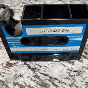 Rewind Desk Tidy Black and Blue Tape Dispenser
